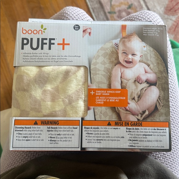 Boon Puff+ Inflatable Portable Baby Infant Bathtub Microfleece Cover Tan Brown - Picture 5 of 7